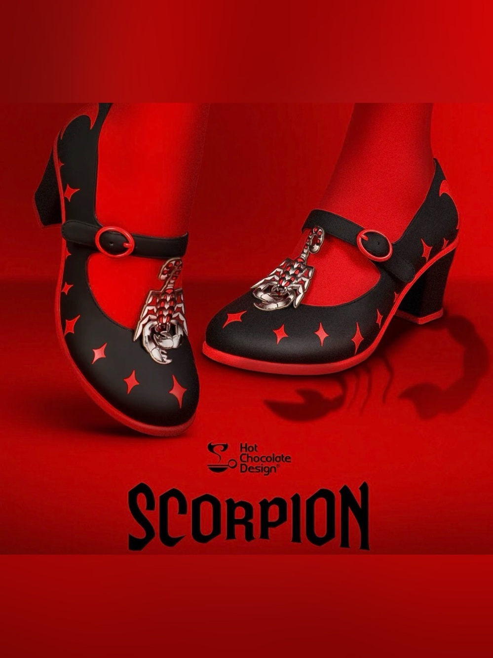 NIB Hot Chocolate Design Dark Chocolate Scorpion Mary Jane Mid Heels Size 10